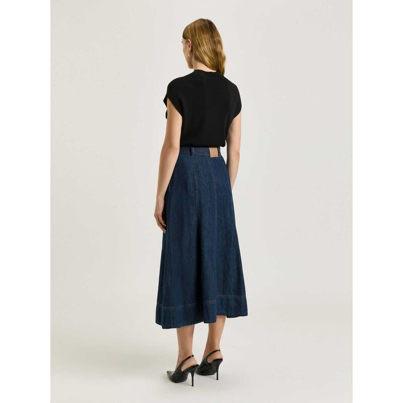 Veronika Maine Cotton Tencel Denim Belted Skirt image number 1